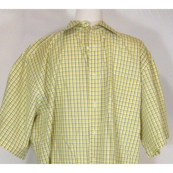Roundtree & Yorke Mens Plaid Yellow Short Sleeved Shirt Size XL - Picture 7 of 7